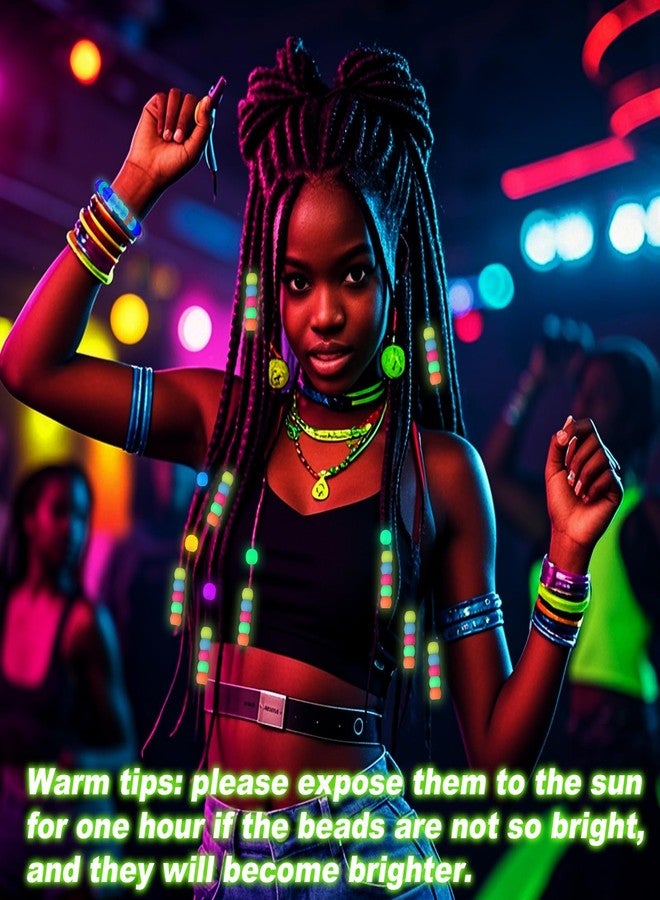 AIERSA Silicone Hair Beads Glow in The Dark for Kids Girls Braids, 50pcs Soft Colorful Pony Beads Bulk for Kids Girls Women Hair Accessories for Braids - Image 4